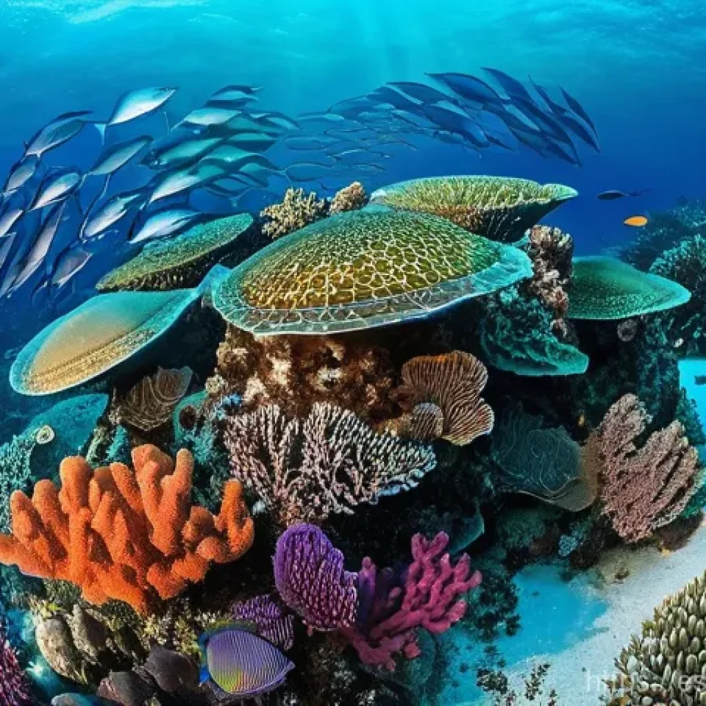 동티모르의 동물 보호 활동 - **"Blue Pulse: Underwater Treasures of Timor-Leste"**
    A vibrant underwater scene in the waters s...