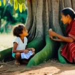 Home 13 동티모르의 언어 티툼어 - **Prompt:** A vibrant, cinematic shot depicting the ancient roots of the Tetum language in Timor-Les...
