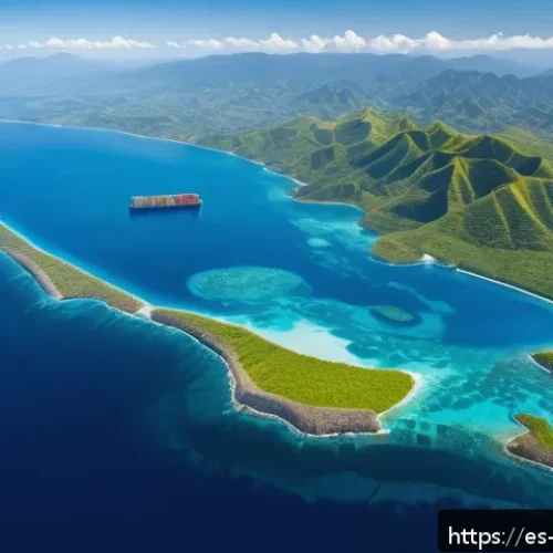 동티모르와 미국의 관계 - A detailed aerial view of Timor-Leste’s strategic maritime location in the Pacific, showing key ship...